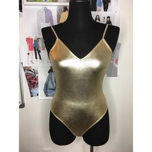 Metallic Gold One piece Swimsuit | Bodysuit